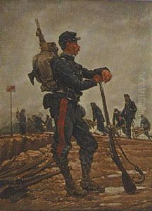 Portrait Of A Soldier In The Field by Alphonse Marie de Neuville