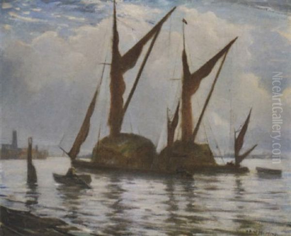 Barges On The Thames - view 1