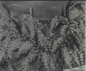 Still Life With Mimosa, South Of France by Christopher R. Wynne Nevinson