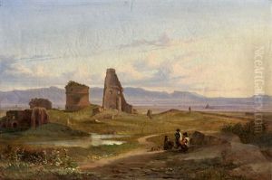 Campagnalandschaft Mit Romischen Ruinen.