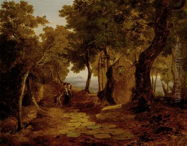 Figures On Path Along The Bay Of Naples - view 1