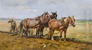 Bauern Mit Pferden Beim Pflugen by Marie Guise Newcomb