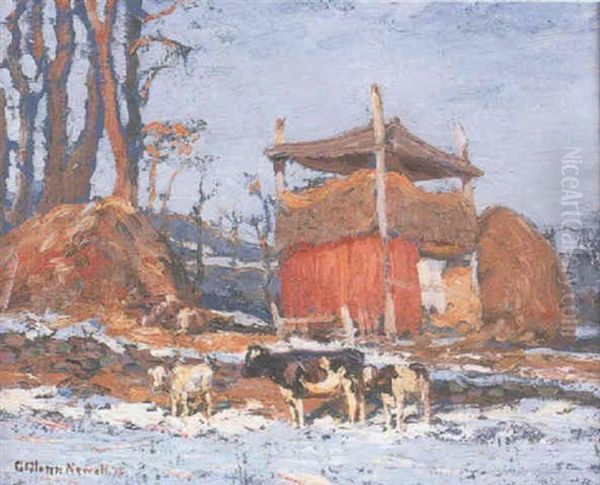 Cattle Grazing In A Snow Covered Landscape - view 1