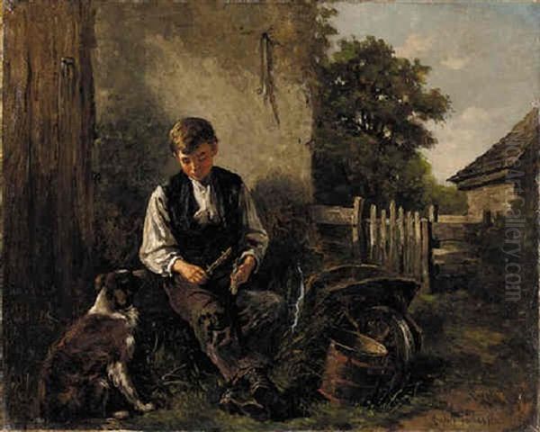 A Boy Whittling - view 1