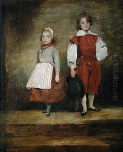 Portrait Of A Small Boy And A Small Girl In Costume Portrait Of A Small Boy And A Small Girl In Costume