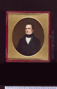 Charles Babbage Wearing Black Coat, Patterned Dark Blue Waistcoat, White Chemise And Black Stock