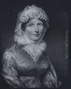 The Hon. Jean Rollo Wearing Pale Blue-green Dress With Frilled White Collar, White Bonnet Tied Beneath Her Chin And Mauve Shawl  Shot With Gold Braid by William John (Sir) Newton