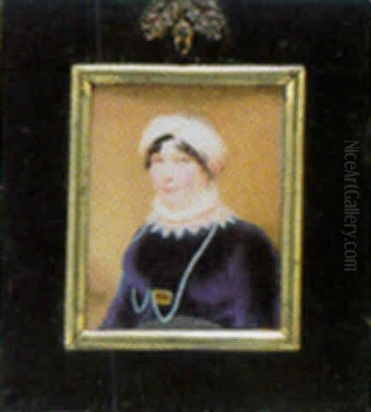 A Lady In Blue Velvet With Dentate Lace Collar And Turban - view 1