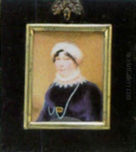 A Lady In Blue Velvet With Dentate Lace Collar And Turban by William John (Sir) Newton