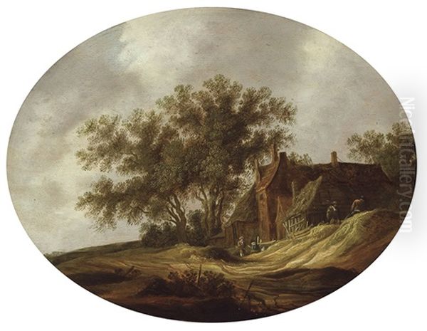 Paysage Avec Ferme Et Personnages - view 1