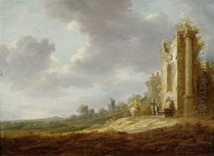 Landschaft Mit Bauern An Einem Brunnen