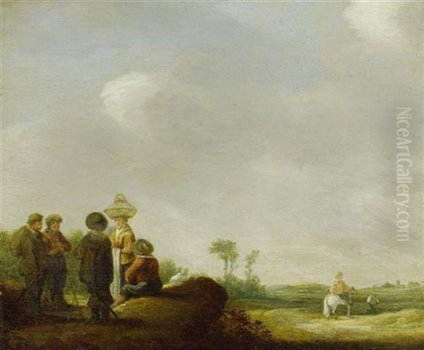 Weite Landschaft Mit Bauersleuten Im Gesprach - view 1