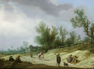 Dunenlandschaft Mit Einem Reiter, Rastenden Und Einem Bauernhaus by Pieter de Neyn