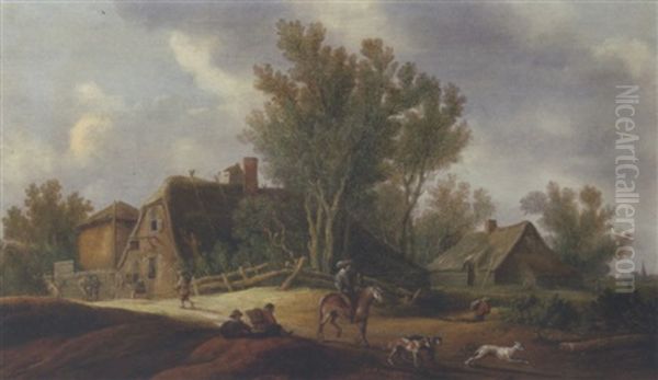 A Wooded Landscape With A Huntsman Setting Off With His Dogs And Peasants Resting On A Path - view 1