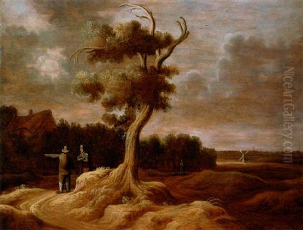 Paysage Avec Villageois Conversant Pres D'un Grand Arbre - view 1