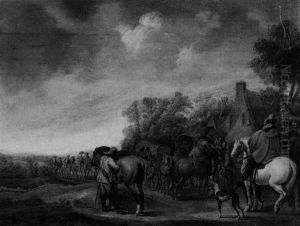 Reiter Vor Dem Dorfwirtshaus by Pieter de Neyn