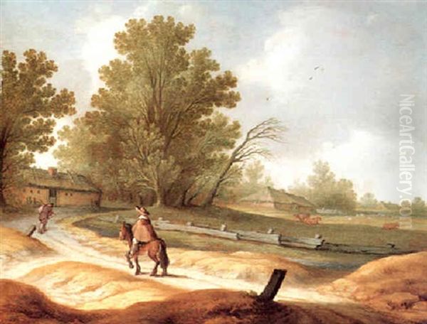 A Landscape With A Farmhouse And A Horseman - view 1