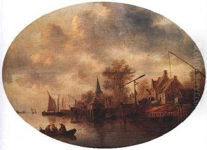 Village Au Bord D'un Estuaire, Anime De Personnages by Pieter de Neyn
