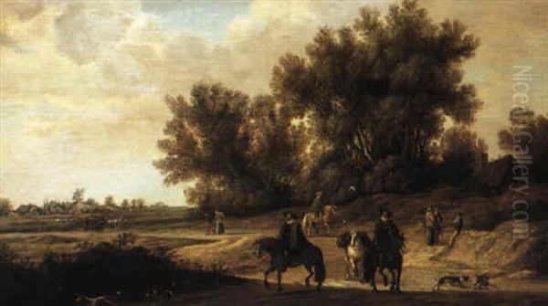 Wooded Landscape With Travellers On Horseback - view 1