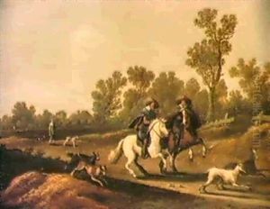 Zwei Galoppierende Reiter Auf Einem Feldweg by Pieter de Neyn