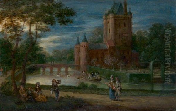 Promeneurs Devant Un Chateau - view 1