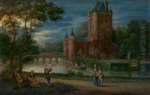 Promeneurs Devant Un Chateau