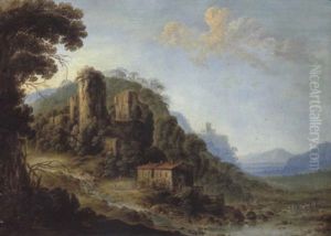 Gebirgslandschaft Mit Dem Blick Auf Die Burgruine Von Huy Uber Der Maas In Der Hollandischen Provinz Luik