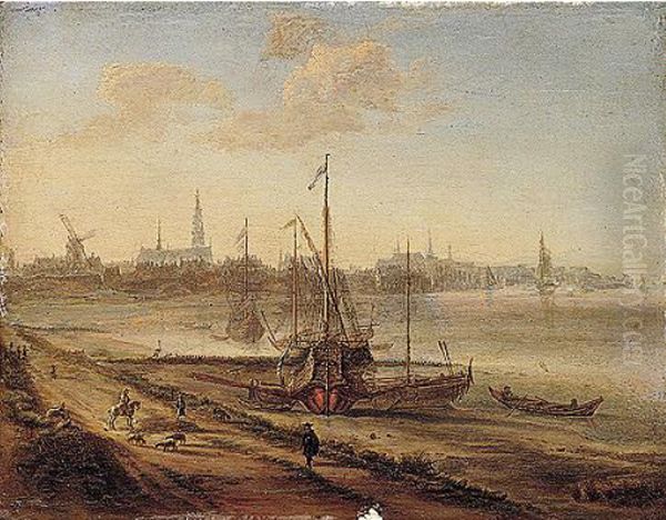 The Estuary Of The Schelde With A Mediterranean Galley Beached, And A Distant View Of Antwerp - view 1
