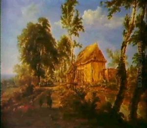 Bewaldete Flusslandschaft Mit Einem Bauernhaus Und Figuren by Gillis Neyts