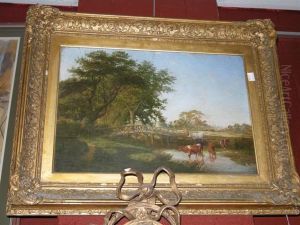 Cattle In A Stream by Henry Birtles
