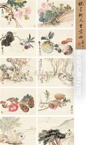 Birds, Flowers And Figures (set Of 12) by Ni Tian