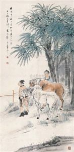 Landscape And Horse by Ni Tian