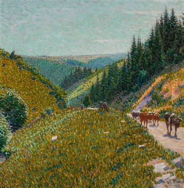 Cattle On A Mountain Path During Spring, Monschau - view 1
