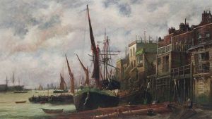 Shipping On The Thames Before The Prospect Of Whitby At Wapping by Richard Henry Nibbs