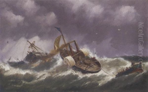 A Paddle Tug Towing The Lifeboat To The Rescue - view 1