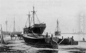 Harbour At Low Tide by Richard Henry Nibbs