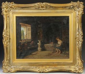 Young Girl Near Fire by Burr H. Nicholls