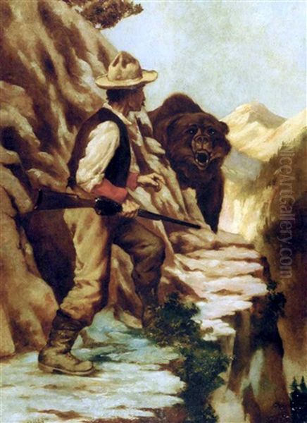 Man Meets Snarling Bear On Treacherous Mountain Path - view 1