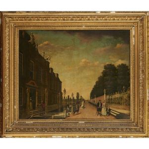 View Of A Country House In A Park, With Figures On A Walk by Joseph Nichols