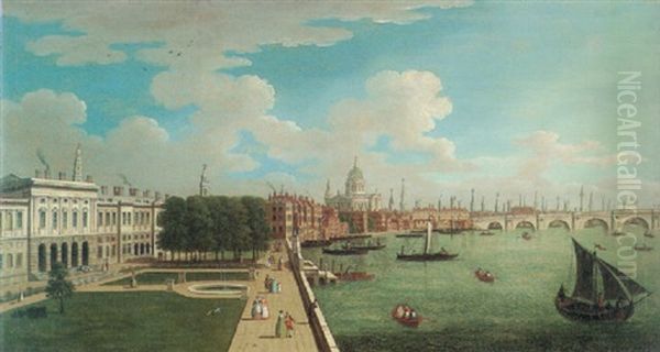 View Of London As Seen From The Terrace Of Somerset House, Looking Down The Thames With St. Paul's - view 1