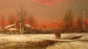 Snowy Day At Dusk