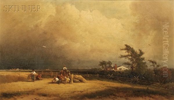 Hayfield Under Threatening Skies - view 1