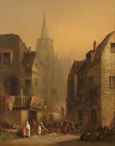 Street And Market At Amiens