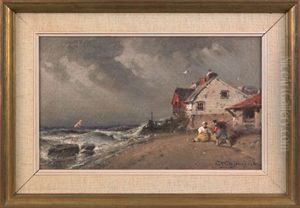 Coastal Scene With Figures by George Washington Nicholson
