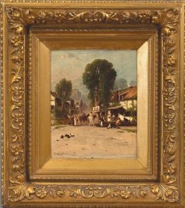 A Village Market Scene by George Washington Nicholson