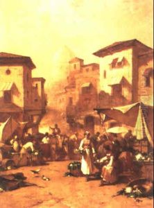 Outdoor Market In Florence by George Washington Nicholson