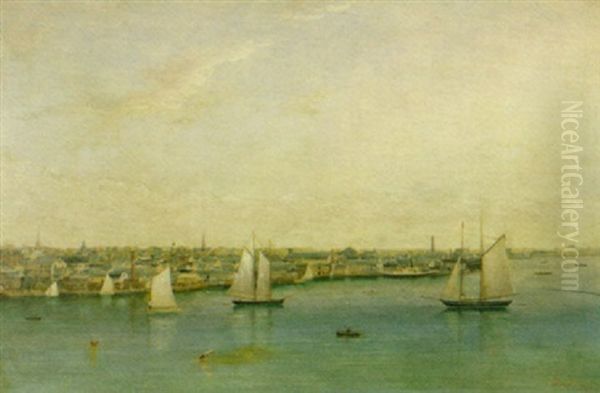 Newport, Rhode Island From The Harbor With The Steamship "eolus" - view 1