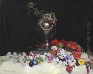 Urn And Flowers On A Table Urn And Flowers On A Table