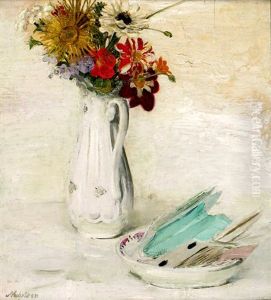 Vase And Bowl On The Table by William Nicholson