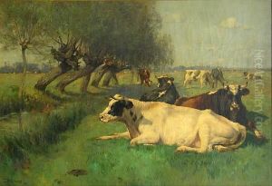 A Pastoral Landscape With Cattle Grazing In A Field by Henry Singlewood Bisbing